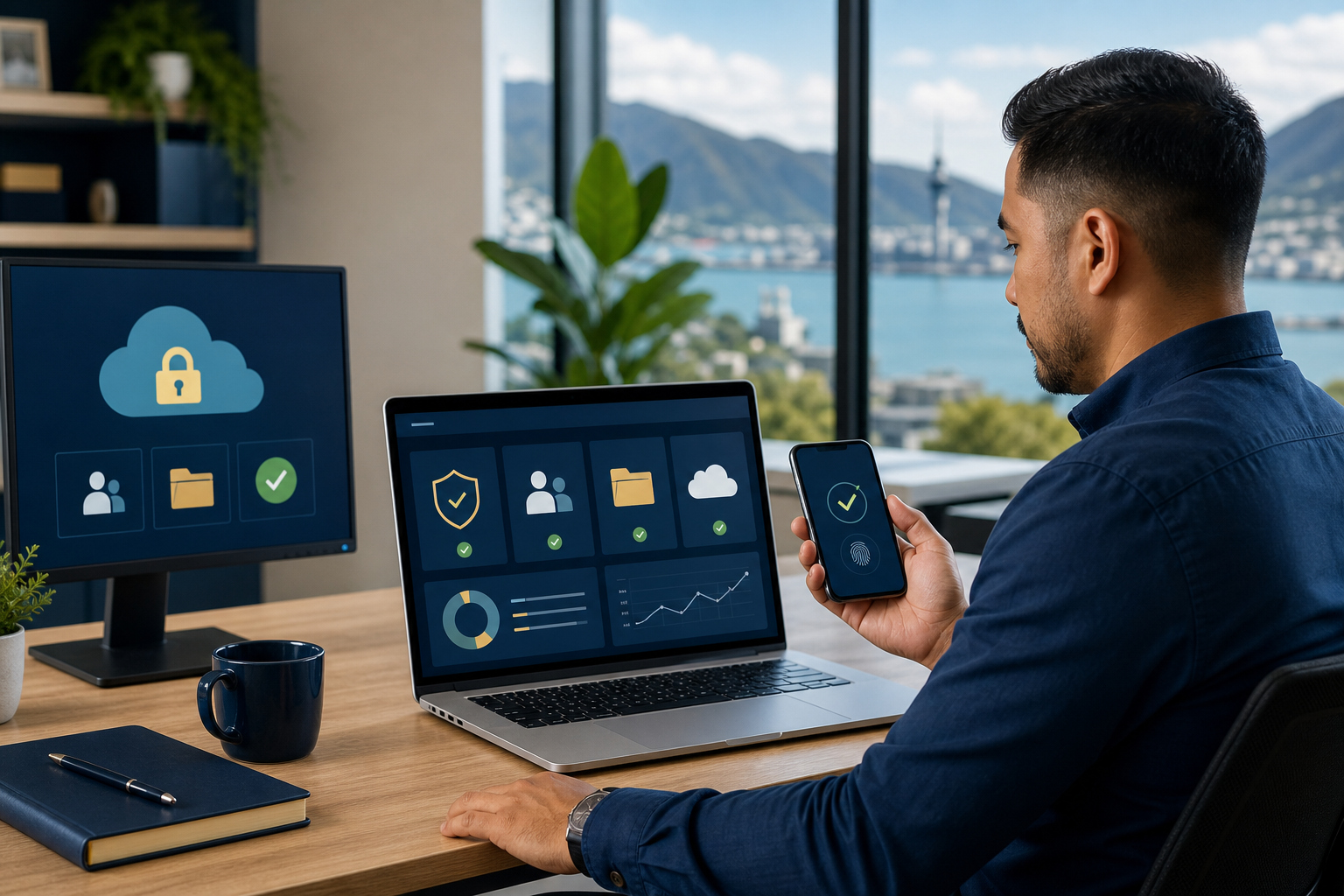 Learner reviewing cloud security and multi-factor authentication controls